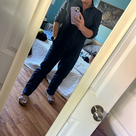 NWOT Title Nine Rosie Utility Long Sleeve Jumpsuit (L/Midnight) - Picture 7 of 7